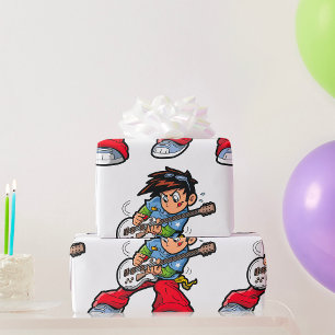 Cool Rock Star Guitarist Fun Musician  Wrapping Paper