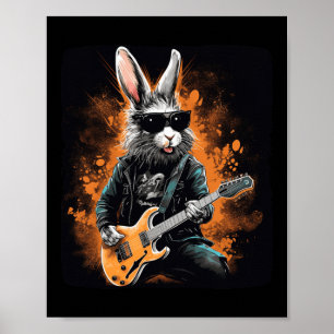 Cool Rocker Bunny For Easter And Guitarists With E Poster