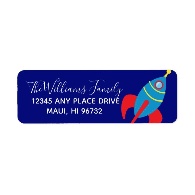 Cool Rocket Ship Outer Space Return Address Label (Front)