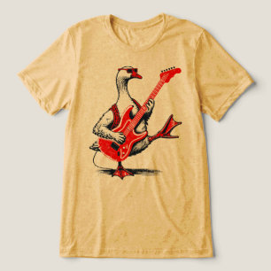 Cool Rockstar Goose Playing Red Electric Guitar Tri-Blend Shirt