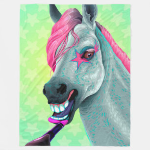 Cool Rockstar Horse Fleece Blanket