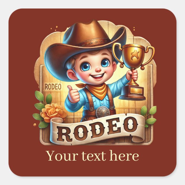 Cool Rodeo Cowboy add text  Square Sticker (Front)