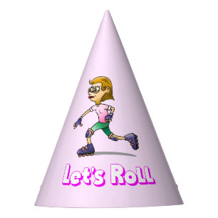 Cool Roller Skating Girl Party Hat