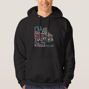 Cool Roller Skating Skate Girl 1970s Retro I'll Ro Hoodie
