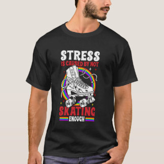 Cool Roller Skating Skate Girl 1970s Retro Stress  T-Shirt