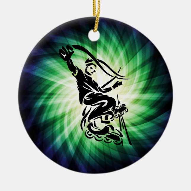 Cool Rollerblade Gift Ceramic Tree Decoration (Front)