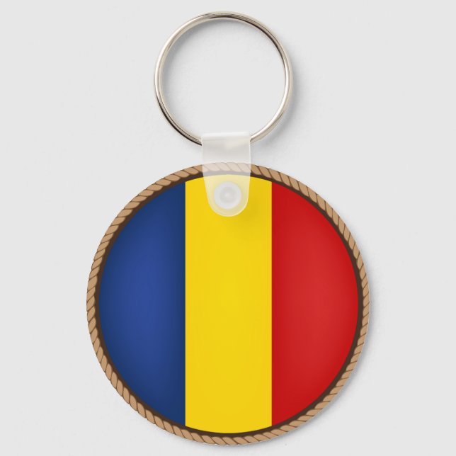 Cool Romania Flag Seal Key Ring (Front)