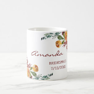 Cool romantic floral bridesmaid mug