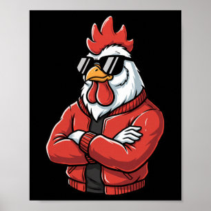 Cool Rooster Cartoon Family Kid Grandpa Uncle Chic Poster