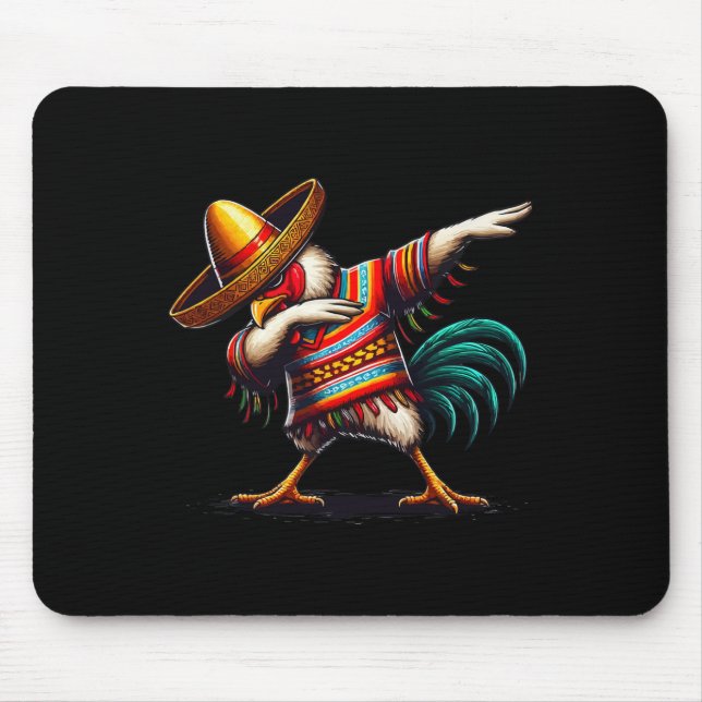 Cool Rooster Dabbing Mexican Poncho Cinco De Mayo  Mouse Pad (Front)