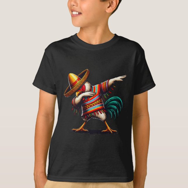 Cool Rooster Dabbing Mexican Poncho Cinco De Mayo  T-Shirt (Front)