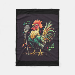Cool Rooster In Karaoke R For Singing Chicken Love Fleece Blanket