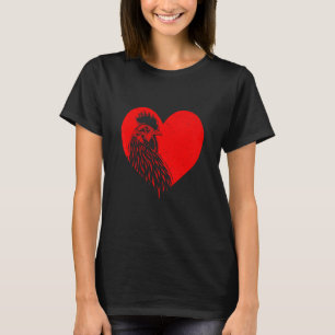 Cool Rooster In Red Heart Chicken Farm T-Shirt