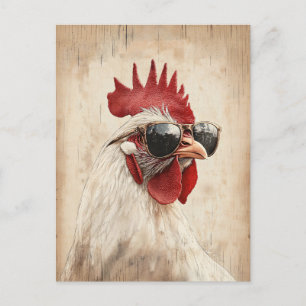 Cool Rooster in Sunglasses Illustration Postcard