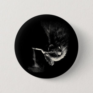 Cool Rooster Smoking Cigarette Art Graphic _1 6 Cm Round Badge