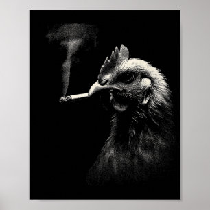 Cool Rooster Smoking Cigarette Art Graphic _1 Poster