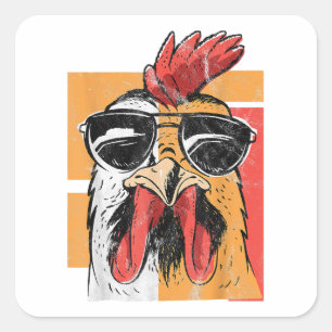 Cool Rooster Wearing Sunglasses Retro Vintage Chic Square Sticker