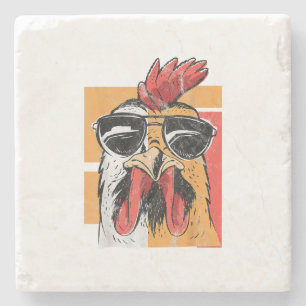 Cool Rooster Wearing Sunglasses Retro Vintage Chic Stone Coaster