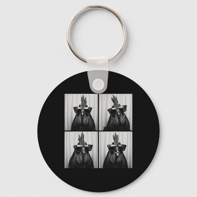 Cool Rooster Wearing Sungles Funny Photobooth Chic Key Ring (Front)