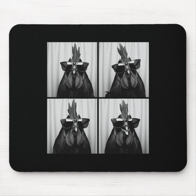 Cool Rooster Wearing Sungles Funny Photobooth Chic Mouse Pad (Front)