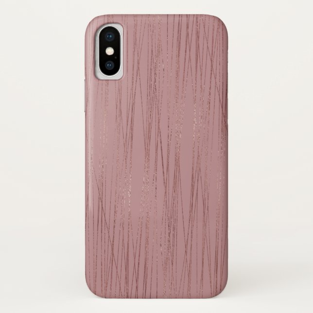 Cool Rose Gold Foil Striped Pattern Case-Mate iPhone Case (Back)