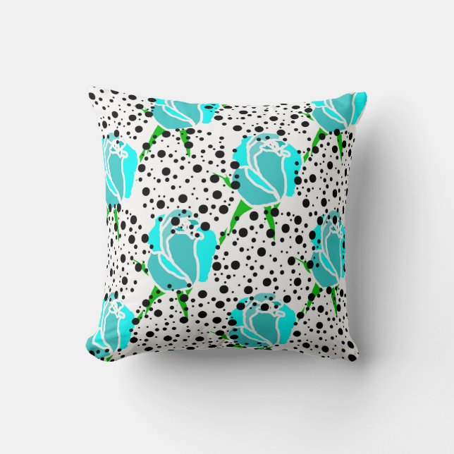 cool roses with dotted circles cushion (Front)