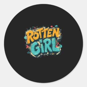 Cool Rotten Girl in Graffiti Style Classic Round Sticker