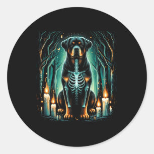 Cool Rottweiler Dog Skeleton Halloween Dog Mum Dad Classic Round Sticker