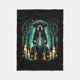 Cool Rottweiler Dog Skeleton Halloween Dog Mum Dad Fleece Blanket