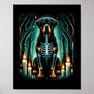 Cool Rottweiler Dog Skeleton Halloween Dog Mum Dad Poster