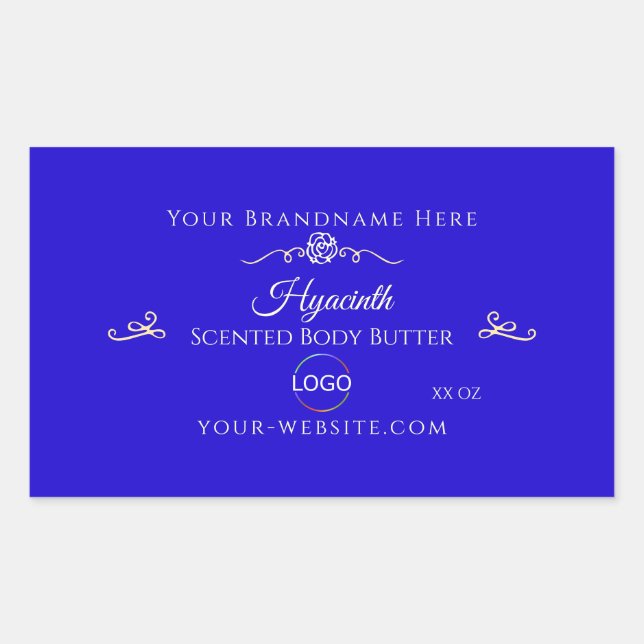 Cool Royal Blue Product Label Gold Frame with Logo (Front)