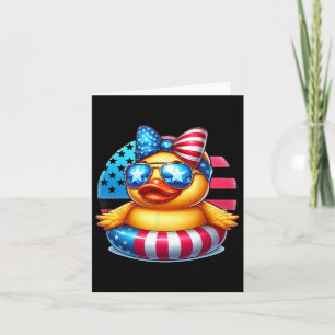 Cool Rubber Duck Usa Flag Cute Duckie 4th Of July Card