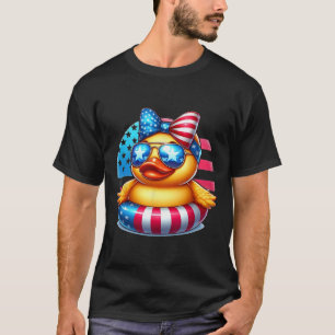 Cool Rubber Duck Usa Flag Cute Duckie 4th Of July T-Shirt