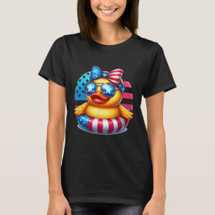Cool Rubber Duck Usa Flag Cute Duckie 4th Of July T-Shirt