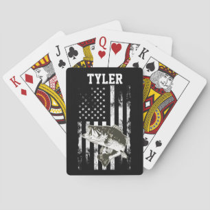 Cool Rugged American Flag Largemouth Bass Fishing Playing Cards