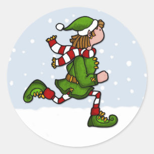 cool runnings elf classic round sticker