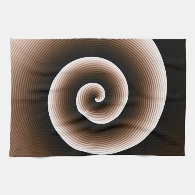 COOL Rust Brown Spiral Pattern Tea Towel (Horizontal)