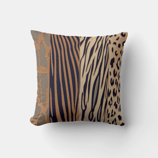 Cool Rustic Animal  Printed Zebra Stripe Pillow (Front)
