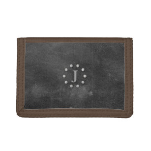 Cool Rustic Black Leather Look Monogrammed Wallet