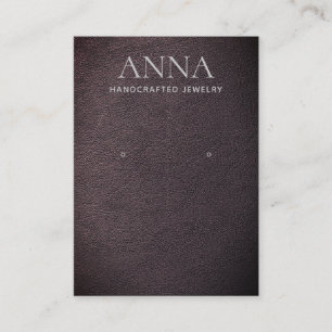 Cool Rustic Brown Leather Earring Display Business Card