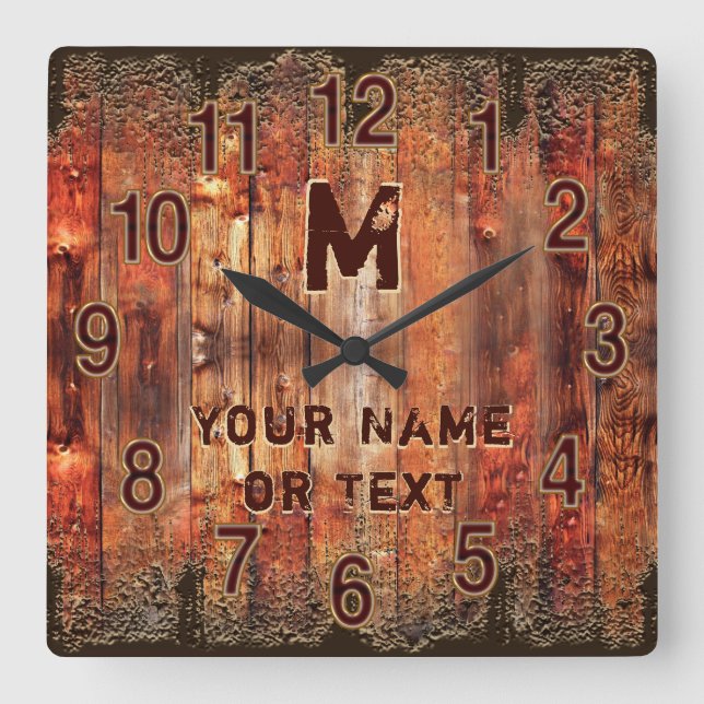 Cool Rustic Clock Personalised with YOUR TEXT (Front)