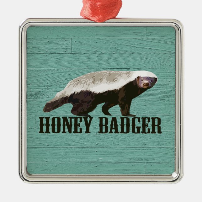 Cool Rustic Honey Badger Metal Tree Decoration (Front)