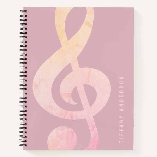 Cool Rustic Pink Grunge Music Art Monogram Name Notebook (Front)