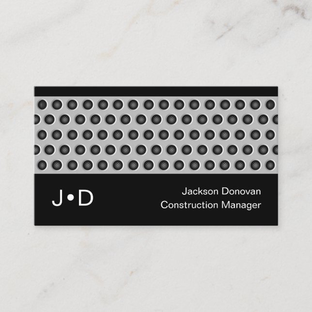 Cool Rustic Steel Metal Grid Plate Pattern Business Card (Front)