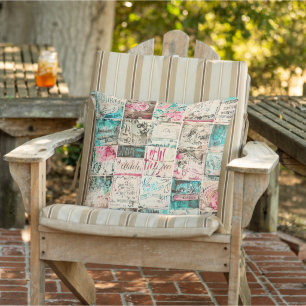 Cool rustic vintage art paper painting Retro decor Cushion