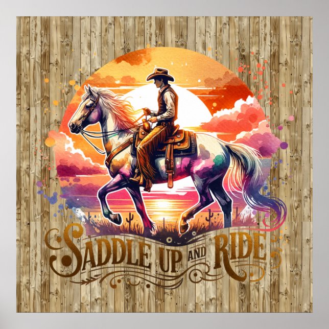 Cool saddle ride horse Western  Poster (Front)