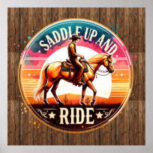 Cool saddle ride horse Western Poster