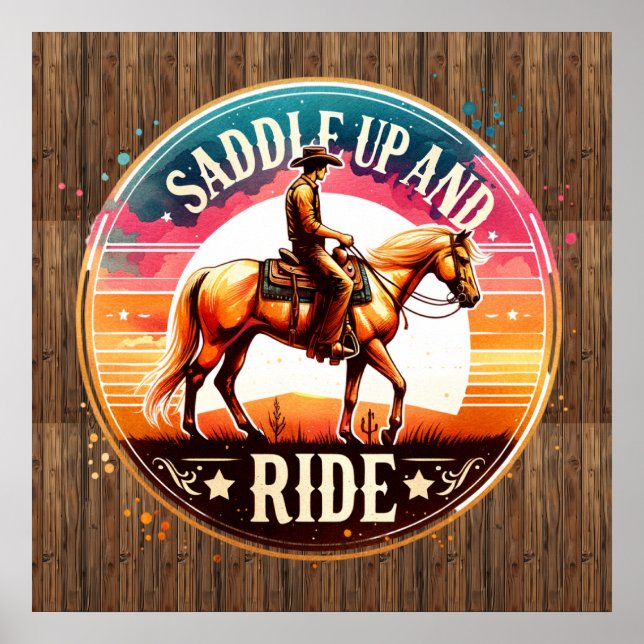 Cool saddle ride horse Western Poster (Front)