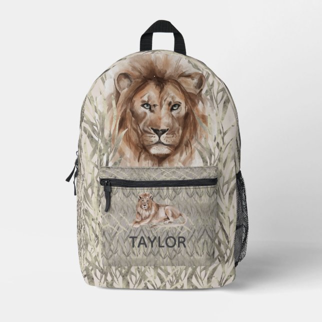 Cool Safari Lion Printed Backpack (Front)