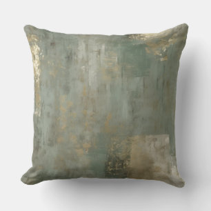 Cool Sage Gold Beige Rustic Abstract Cushion